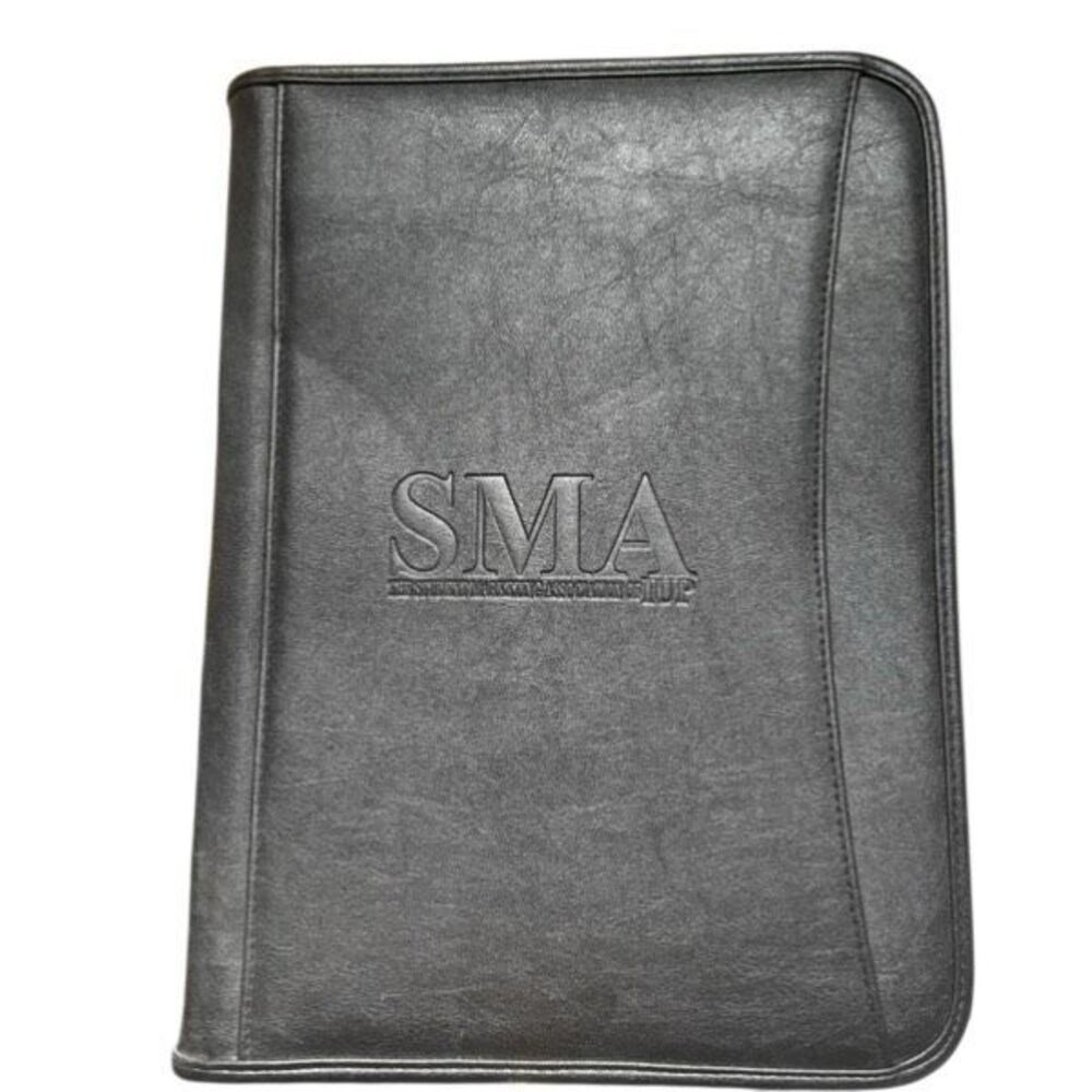 IUP SMA Student Marketing Association Black Zippered Padfolio Portfolio Leed's